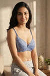 Zivame Padded Regular Wired Medium Coverage Tshirt Bra - Blue Animal Print — thumbnail 3